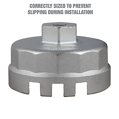 OEMTOOLS 87130 64MM Toyota & Lexus Oil Filter Wrench with 14 Flutes, 64MM Cap Wrench, Oil Change Tool - size: 64 mm/14 Flute
