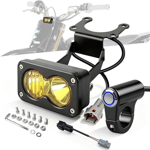 CO LIGHT Headlight Kit 3INCH Yellow 6000-6500K Spot Flood Light for Sur-Ron Segway X260 Talaria Sting MX4 MX5 Dirtbike Motorcycle Front Headlamp with Blue Light Switch - color: Yellow