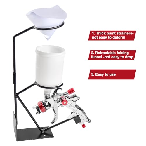 YUZES Gravity Feed Spray Gun Holder, 100 Paint Strainers, Bench/Wall Mount