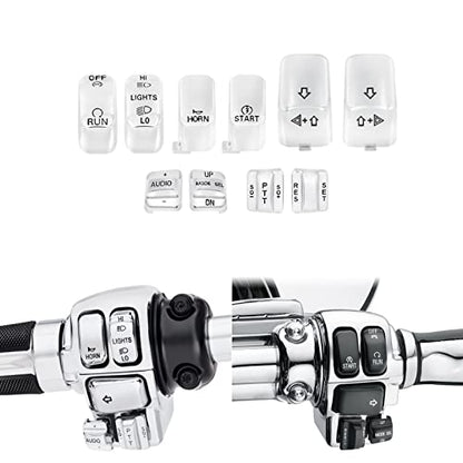 Chrome Hand Control Switch Housing Switch Cap Kit Compatible for Harley Davidson Touring Electra Road Glide Road King Tri Glide Ultra FLHTCU FLTR FLHR 1996-2013