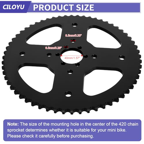 60T Sprocket 420 Chain with 90 Links Rear Chain Mini Bike CT200U - color: Red