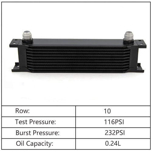 10 Row AN10-10AN Stacked Plate Oil Cooler Aluminium Alloy - color: Oil Cooler, size: 10 Row-BK