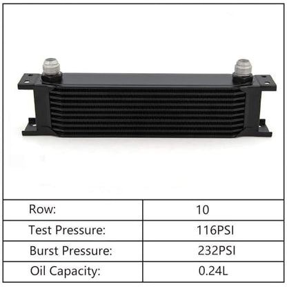 10 Row AN10-10AN Stacked Plate Oil Cooler Aluminium Alloy - color: Oil Cooler, size: 10 Row-BK