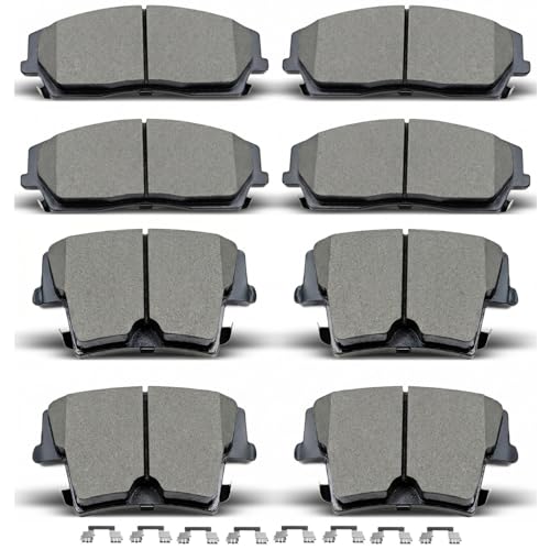 D1056 D1057 Front Rear Ceramic Brake Pads With Clips Fit For 2005-2020 CHRYSLER 300,For 2009-2018 DODGE CHALLENGER,For 2006-2017 DODGE CHARGER,For 2005-2008 DODGE MAGNUM (8 pcs) - size: D1056 D1057