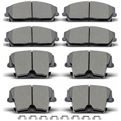 D1056 D1057 Front Rear Ceramic Brake Pads With Clips Fit For 2005-2020 CHRYSLER 300,For 2009-2018 DODGE CHALLENGER,For 2006-2017 DODGE CHARGER,For 2005-2008 DODGE MAGNUM (8 pcs) - size: D1056 D1057