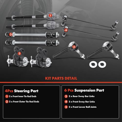 A-Premium 10Pcs Suspension Kit, Front & Rear Sway Bar Link