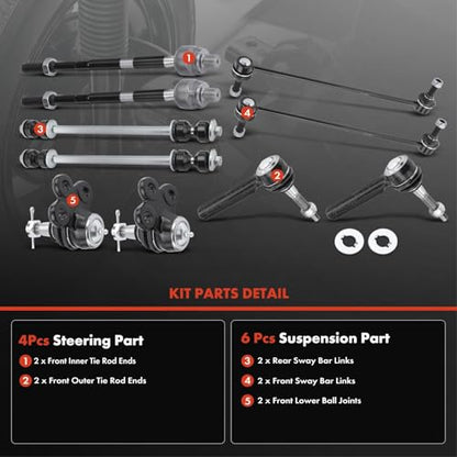 A-Premium 10Pcs Suspension Kit, Front & Rear Sway Bar Link