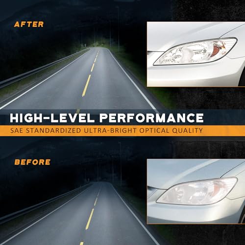 WEELMOTO Halogen Headlights Assembly for 2004-2005 Honda Civic 2/4Door - color: Clear Lens I Chrome Housing I Amber Reflector
