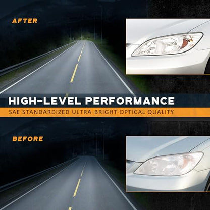 WEELMOTO Halogen Headlights Assembly for 2004-2005 Honda Civic 2/4Door - color: Clear Lens I Chrome Housing I Amber Reflector