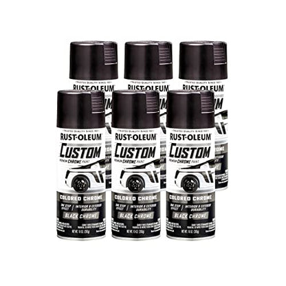 Rust-Oleum Automotive Custom Lacquer Spray Paint, Black Chrome - color: Black Chrome, size: 10 Ounce (Pack of 6)