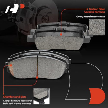 A-Premium Front Vented and Rear Solid Brake Rotors and Ceramic Pads Kit - style: 2002-2004