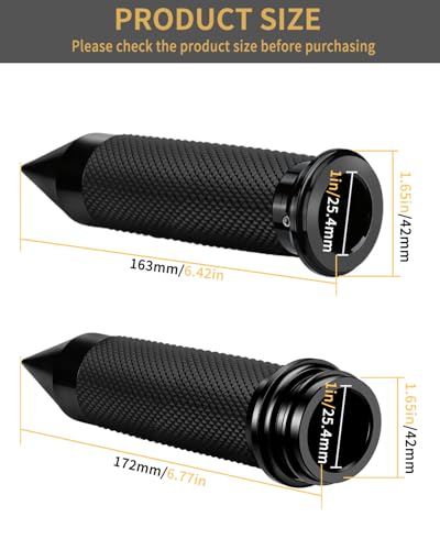 Motorcycle Hand Grips 1 Inch Handlebar Grips Electronic Throttle Compatible with Harley Davidson Touring Softail Road Street Glide Road King 2008-2024 - color: black