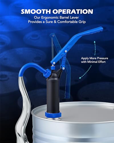 OMT 55 Gallon Drum Pump, Fits 5 to 55 Gallon Drums & Barrels - color: Black Lever Action Reinforced PP Pump