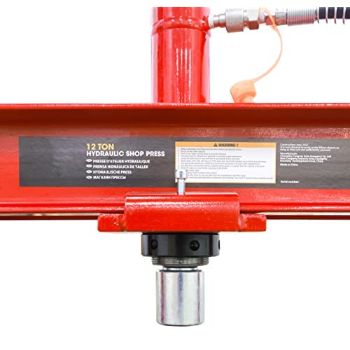 Big RED ATY12001R Torin Steel H-Shape Hydraulic Garage/Shop Benchtop Press with Gauge and Stamping Plates, 12 Ton (24,000 lb) Capacity, Red