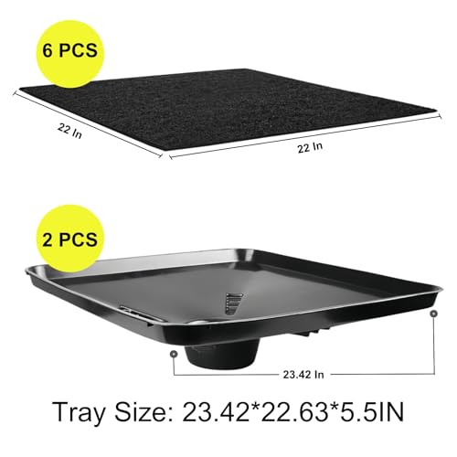 2-Pack 17892 Transmission Drain Pan for Lisle Oil Drains, 6Pcs 22'' Oil Drain Splash Pads, Large Fluid Catch Pan Square Oil Drain Pan Fits Different Funnels Keep Floor Clean