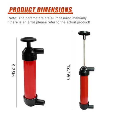 Craedli Multi-Use Siphon Fuel Transfer Pump Kit, Manual Fluid Transfer Pump Automotive Hand Fuel Pump for Gas Oil and Liquids, Portable Oil Extractor Accessories for Fish Tank, Lawn Mower, Boat (Red)