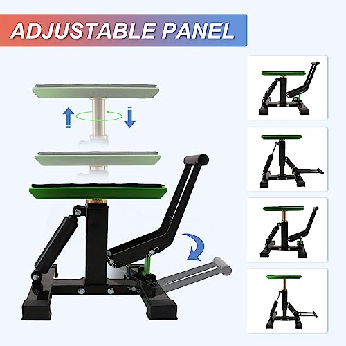 POLARBEAR Aluminum Adjustable Dirt Bike Stand Motorcycle Hoist Lift (Green) - color: Green