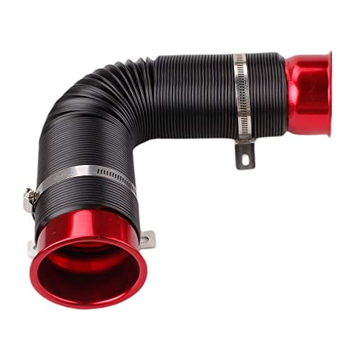 BARTOO 3" Turbine Intake Pipe Adjustable Cold Air Intake Pipe Tube Red - color: Red