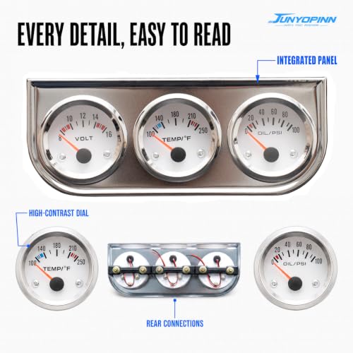 52mm Triple Gauge Set （Oil Pressure+Water Temp+Voltmeter） 3 in 1 Gauge Kit