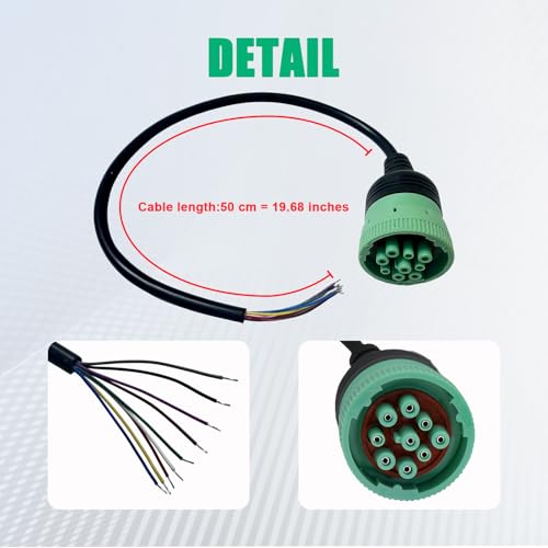 Type 2 Green J1939 9 Pin to Open Cable Adapter,J1939 DIY Connector - style: J1939 9pin-open