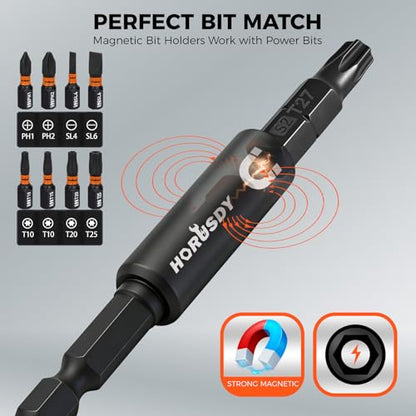 35 PCS Magnetic Nut Driver Set, Impact Drill Driver Bit 1/4" Hex Shank, SAE & Metric Cr-V Steel Nut Drivers with Quick-Release Extensions, Impact Socket Adapters, Bit Holder, 8PCS S2 Bits, Toolbox - style: 35-Piece Upgraded Version