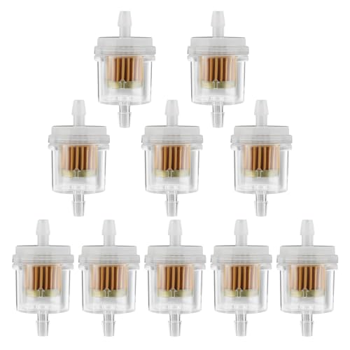 Inline Fuel Filter 1/4" Replace for Motorcycle Mini Bike Dirt Bike Moped ATV Scooter Go Kart Small Engine Lawn Mower Snow Blower Parts Universal 40 Micron Gas Fuel Filter 10 Pack - size: 10 Pack