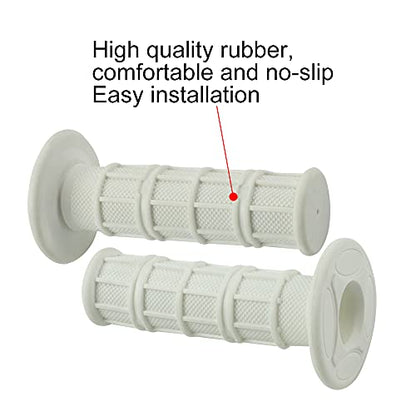 FLYPIG Universal 22mm 7/8" Motorcycle Handlebar Grips Bike Grips Non Slip Rubber Hand Grips for Honda Yamaha Suzuki Kawasaki KLX CRF YZF XR Polaris Arctic Cat Off Road Dirt Bike Handle Grips - color: white