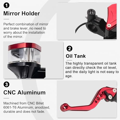 7/8" 22mm Motorcycle Brake Lever Clutch Master Cylinder Lever Set - color: Red