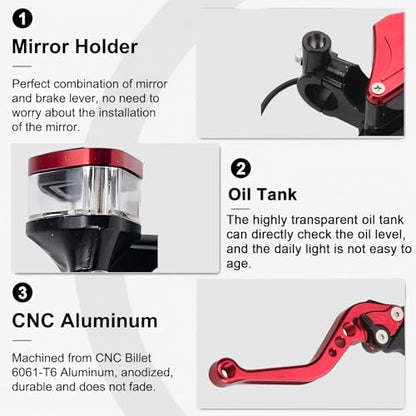 7/8" 22mm Motorcycle Brake Lever Clutch Master Cylinder Lever Set - color: Red