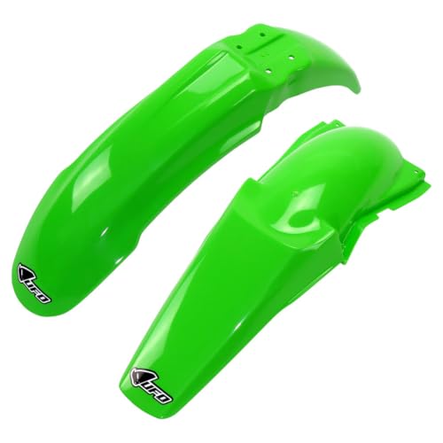 UFO PLAST Front/Rear Fender Kit - Replacement Dirt Bike Front and Rear Mud Guard - Compatible with Kawasaki KX125 2003-2005/KX250 2003-2007 - KA03736#026/KA03737#026