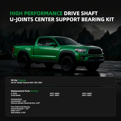 4Pcs Drive Shaft U-Joints & Center Support Bearing Kit