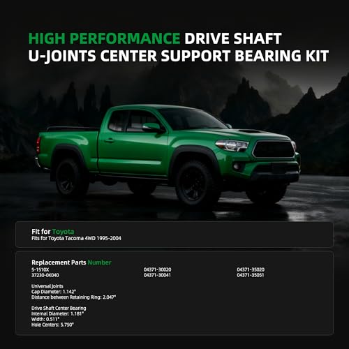 4Pcs Drive Shaft U-Joints & Center Support Bearing Kit