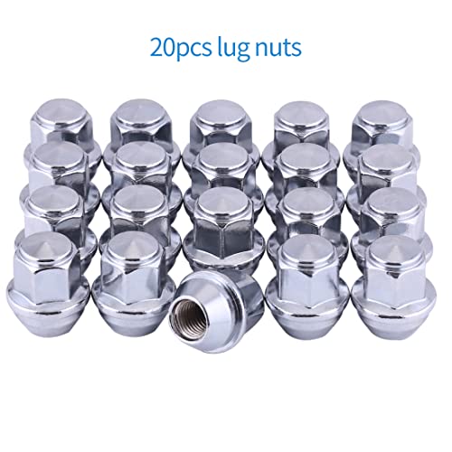 M12x1.5 Lug Nuts Chrome Lug Nut M12-1.50 Acorn 12x1.5 One-Piece Design 19mm Hex 32mm Long Set of 20 Fits for 2001-2019 Ford Escape, 2012-2018 Focus, 2006-2019 Fusion Factory Wheels