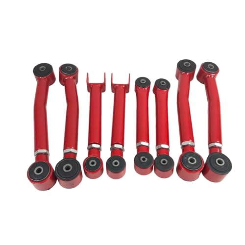 Adjustable Lower Suspension Control Arm and Adjustable Front Rear Upper Suspension Control Arm Replacement for 1993-1998 Grand Cherokee ZJ /1998-2006 Jeep Wrangler TJ (red) - color: Red