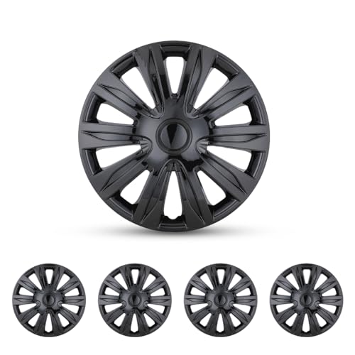 Auto Hubcap Set, R15 Hubcap Wheel Cover Replacement, 15 inch - color: 5083-Black Lacquer-15