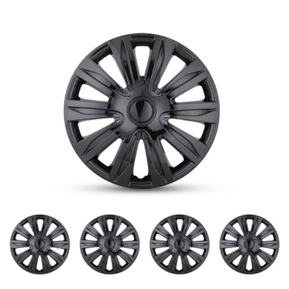 Auto Hubcap Set, R15 Hubcap Wheel Cover Replacement, 15 inch - color: 5083-Black Lacquer-15
