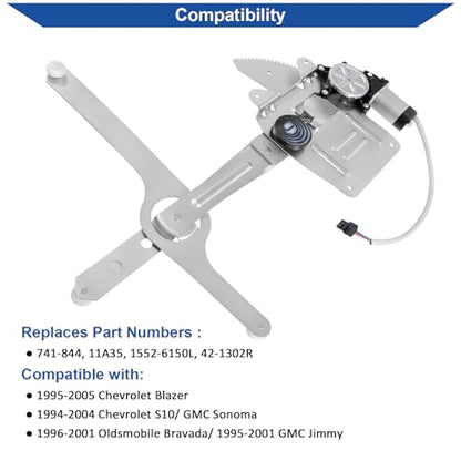 Obaee Window Regulator with Motor Front Left Driver Side, Replace 741-844
