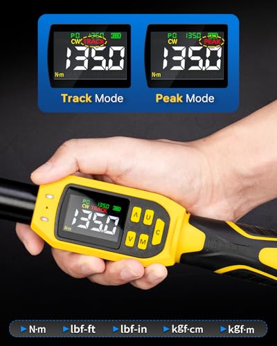 YIYEIE 3/8" Drive Digital Torque Wrench, 5-99.5 Ft-lb (6.7-135 N.m) - size: 3/8" 4 PC