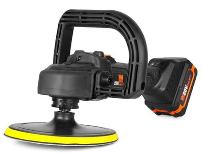 WEN 20V Max Cordless 7-Inch Variable Speed Rotary Polisher and Waxer Kit with 4Ah Battery, Charger, and Polishing Pads (20877) - size: Cordless