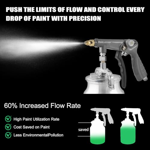 Air Undercoating Spray Gun with Suction Feed Cup & Gauge, 2 Extension Wands 360°Straight Spray Hoses, Fluid Film Spray Gun for Truck Bed Liner Spray Coating, Rubberized Undercoat, Rust Proofing