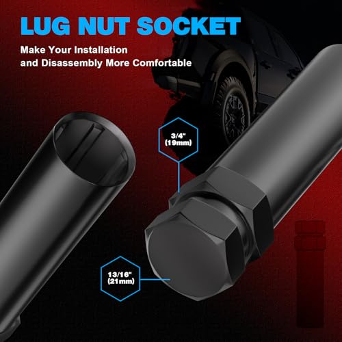 JiiinMiiin M12x1.5 20pcs Chrome 6 Spline Lug Nuts Sets with 1 Socket Key - color: Chrome, size: M12x1.5, style: 20pcs - 1.38"tall