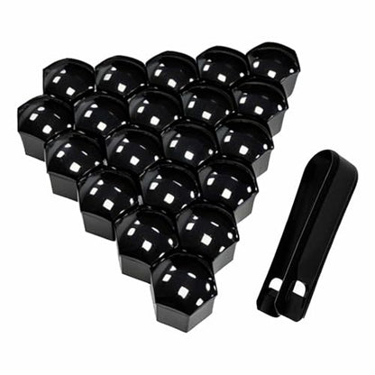 21mm Lug Nut Covers 20PCS Black Lug Nut Caps, Hexagonal Wheel Bolt Caps with Removal Tool, Dustproof & Rustproof Tire Hub Screw Protector, Universal Car Exterior Accessories for Most Cars - size: 21MM