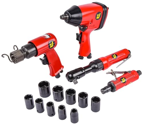 Air Tool Kit Includes Impact Wrench Ratchet Wrench Hammer Die Grinder