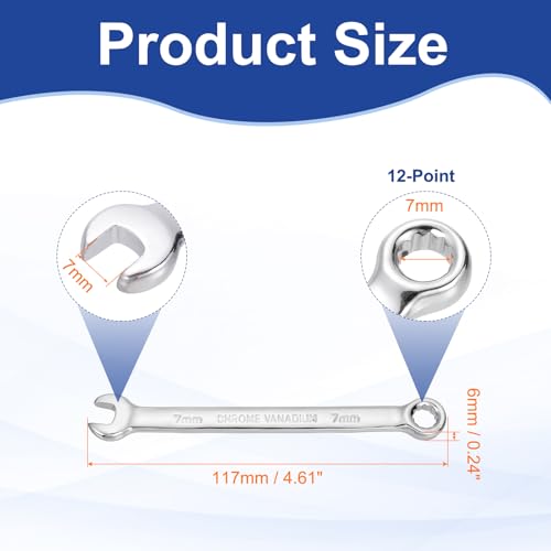 HARFINGTON Combination Wrench 7mm Metric 12-Point Box and Open End - size: 7mm
