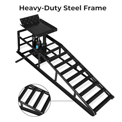 Skepphlay 2 Pack Hydraulic Car Ramps 5t, Car Ramps High Lift 11000lbs, Cars Lift Service Ramp Height 9"-14.2", Heavy Duty Steel Auto Ramp for Changing Oil for Maintenance, Black - color: Black