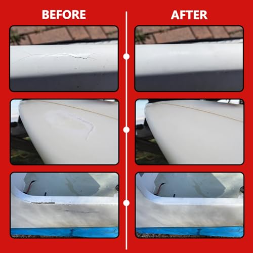 Marine Fiberglass Repair Kit, 100ml White Gel Coat Repair Kit for Repairing Cracks, Holes, Chip in Boat, Jet Ski, Yacht, Surfboard, Sturdy and Waterproof Fiberglass Filler for Tile, Acrylic, Ceramic
