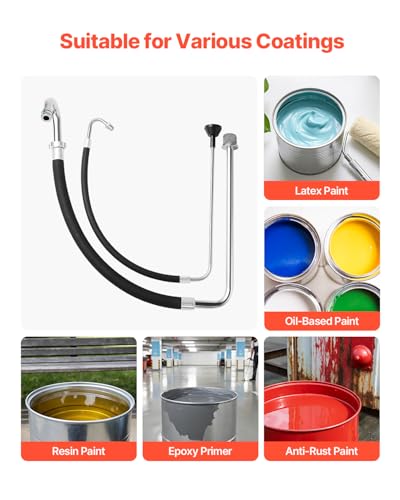 VEVOR Suction Hose Tube and Reflux Line Sets, Aluminum Alloy an Rubber Suction Hose and Reflux Line Set, Paint Sprayers Tool Part, Compatible with Multiple Airless Spraying/Line Painting Machine - size: 2 Pack