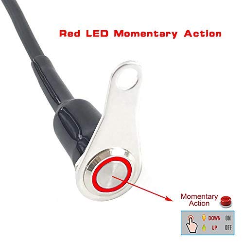 RAYANA Universal Stainless Steel LED Motorcycle Switch Horn Handlebar Adjustable Mount Waterproof Switches Button DC12V momentary Actions (A-Red-Momentary)