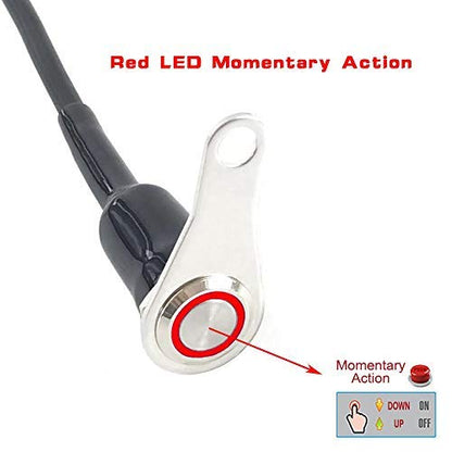 RAYANA Universal Stainless Steel LED Motorcycle Switch Horn Handlebar Adjustable Mount Waterproof Switches Button DC12V momentary Actions (A-Red-Momentary)