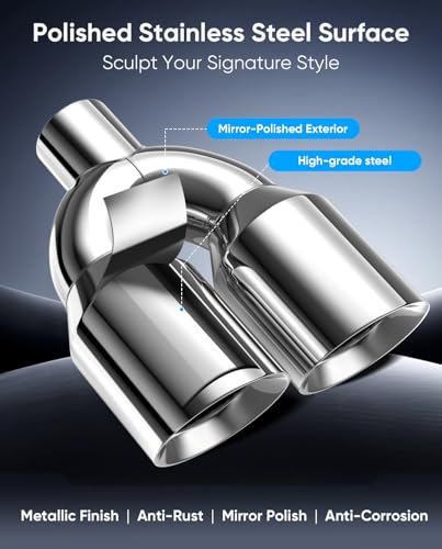 5 inch dual exhaust tip,5Inch Inlet 6inch outlet 17" Long Tail Pipe - size: 5TO6